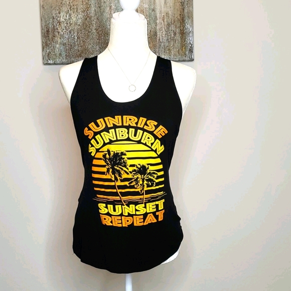 NEW Sunrise Sunburn Sunset Repeat Racerback Tank - Picture 1 of 3